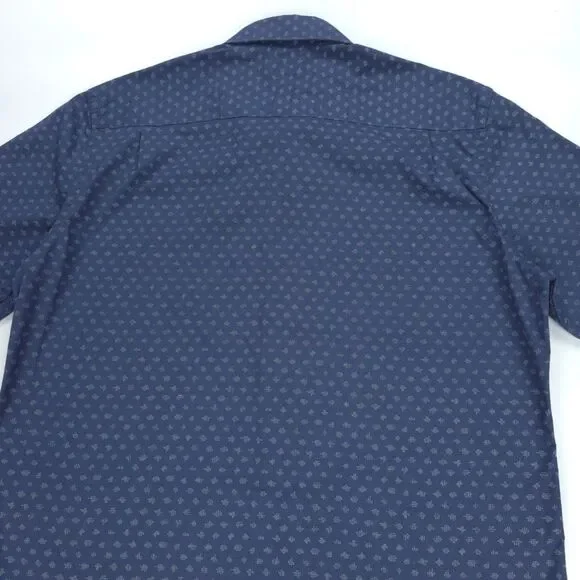 NEW Faherty Short Sleeve Movement Shirt Navy Dusk Diamond Minimal Beachy Indie